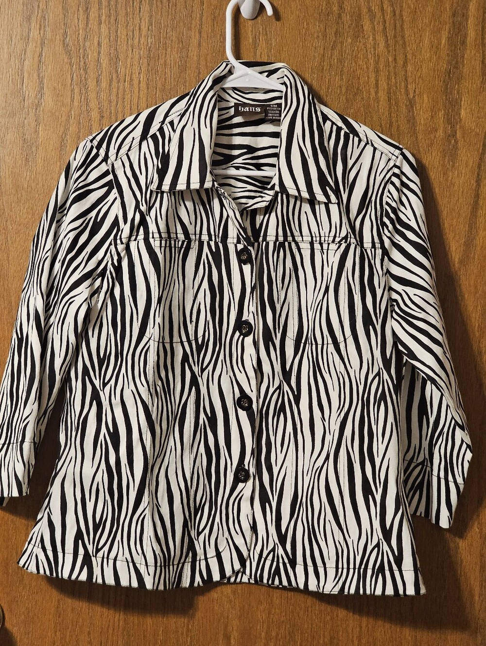 HANS Black & White Zebra Print Women's Button-Up Jacket